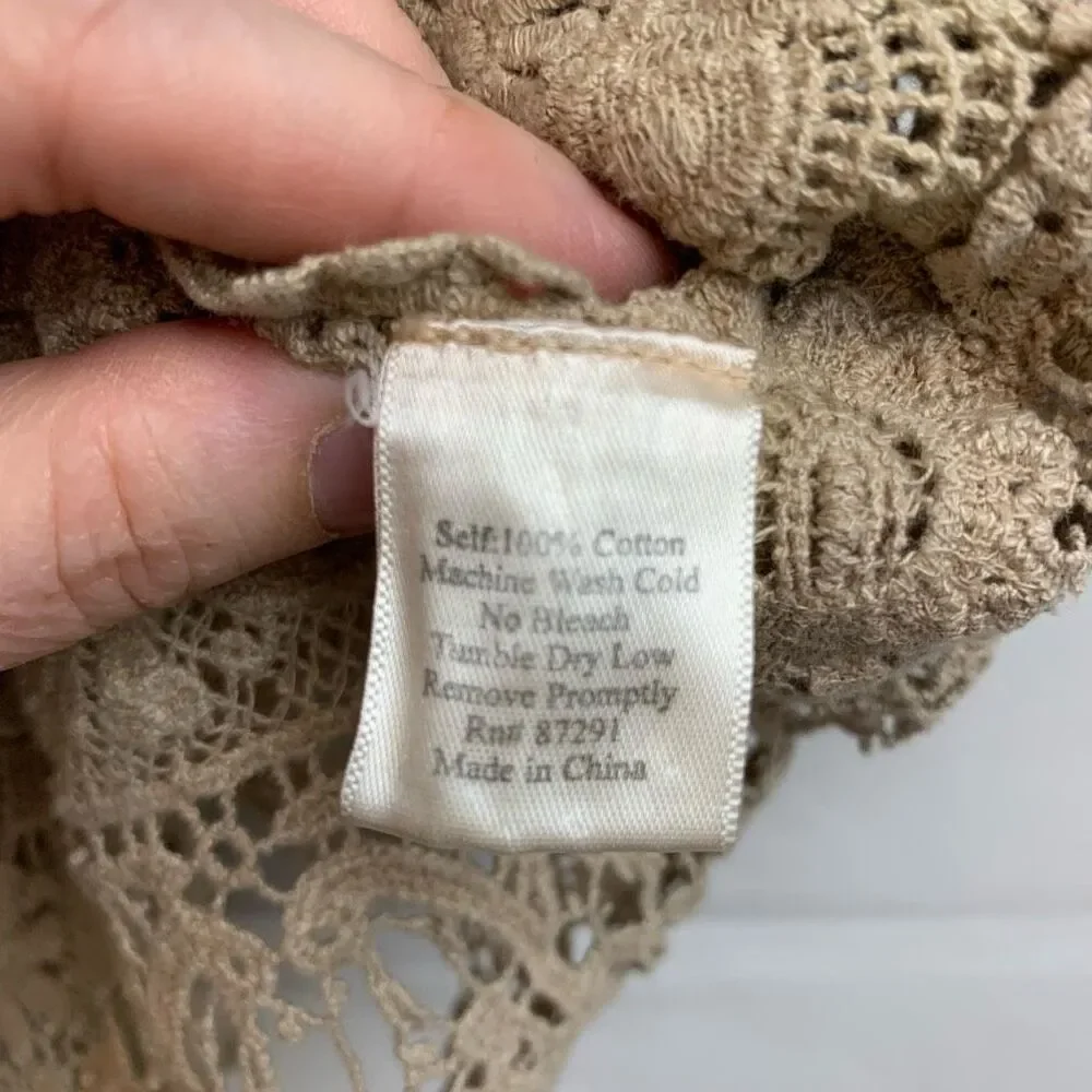 Johnny Was Boho Cream Lace Tiered Crochet Top Blouse Size Small - Picture 5 of 6